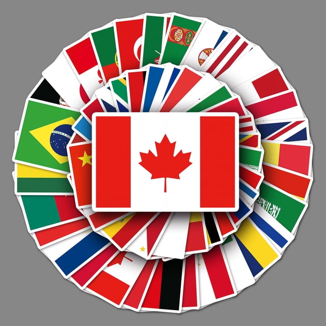 Paquete de 105 pegatinas de bandera nacional, botellas de agua, portátil, coche, teléfono, guitarra, monopatín, ordenador, pegatina de vinilo estética con mapa del país