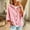 Pink, variant on Women 3/4 Sleeve Button Drawstring Hooded Knit Cardigan Sweater with Pocket, 2XL