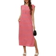 thumbnail image 3 of Asklazy Womens Maxi Dresses Crew Neck Sleeveless Casual Long Dress,S,Pink, 3 of 12