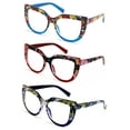 thumbnail image 2 of 3 Pairs Women Bold Oversized Floral Reading Glasses - Fashion Vintage Readers DR05 +1.25, 2 of 5