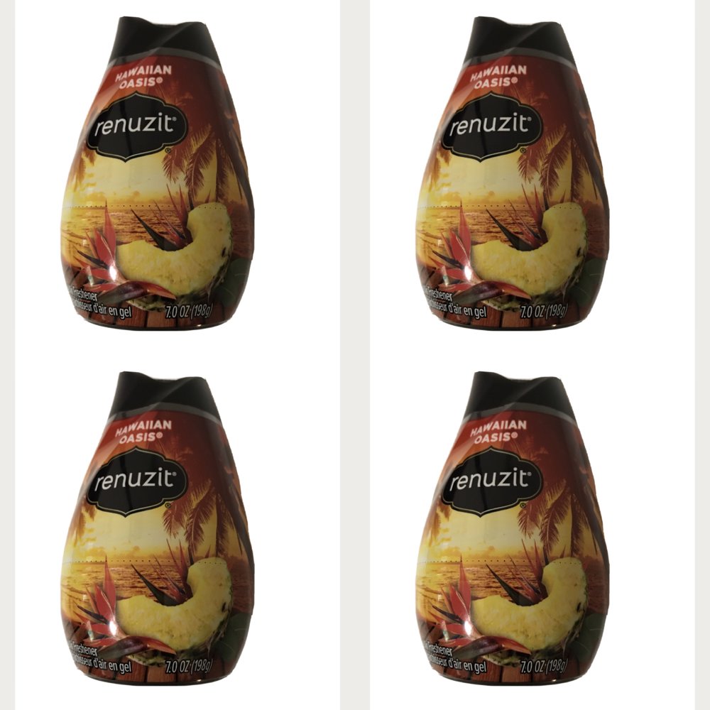 4 Renuzit Solid Gel Air Freshener Hawaiian Oasis Scent, 7 oz Each