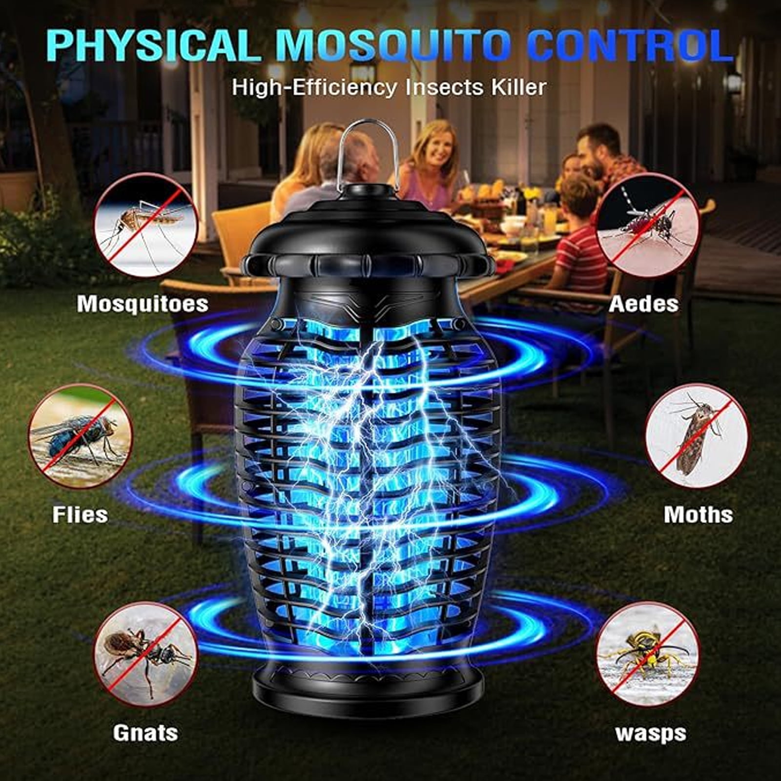 4200V Powerful Grid Electric Bug Zapper with Switch, 15W Extra Brightness Waterproof Trap