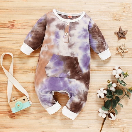 

BadyminCSL Toddler Baby Boys Girls Long Sleeve Rainbow Tie-Dyed Romper Jumpsuit