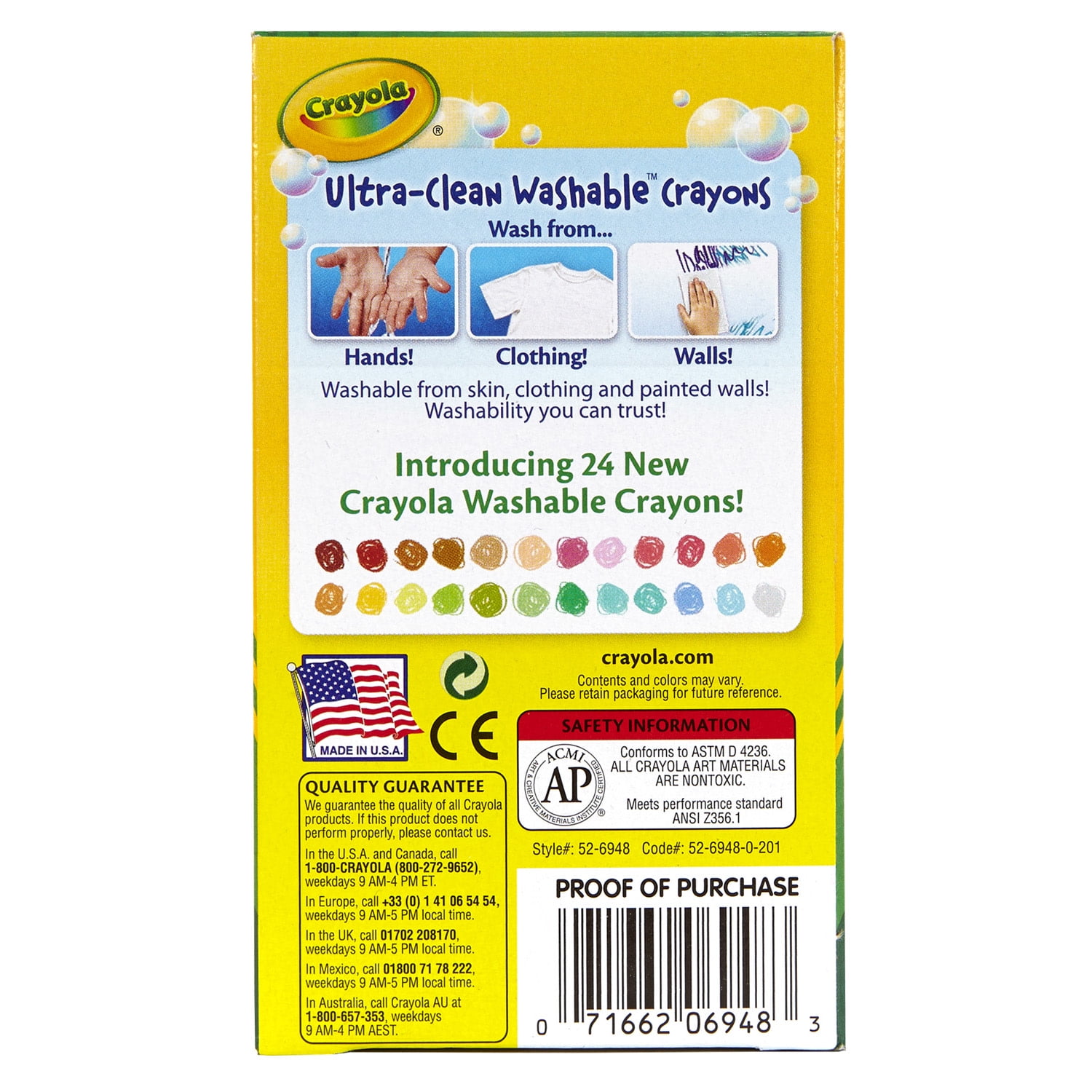 Crayola Ultra-Clean Washable Crayons, Regular Size, 48 Per Pack, 3 Packs