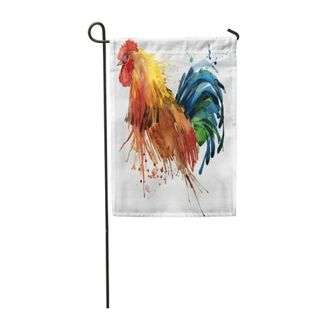 SIDONKU Rooster Graphics with Splash Watercolor Breeding Design Farm Chicken Garden Flag Decorative Flag House Banner 12x18 (Best Looking Rooster Breeds)