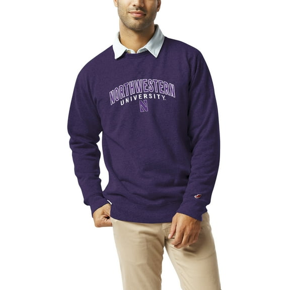 Men's League Collegiate Wear  Heather Purple Northwestern Wildcats  Heritage Tri-Blend Pullover Sweatshirt