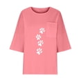thumbnail image 6 of Jsaierl 3/4 Sleeve Cotton Linen Womens Tops Plus Size Round Neck Shirts Boho Print Ladies Blouses Work Holiday Tunic Top S-2XL, 6 of 7