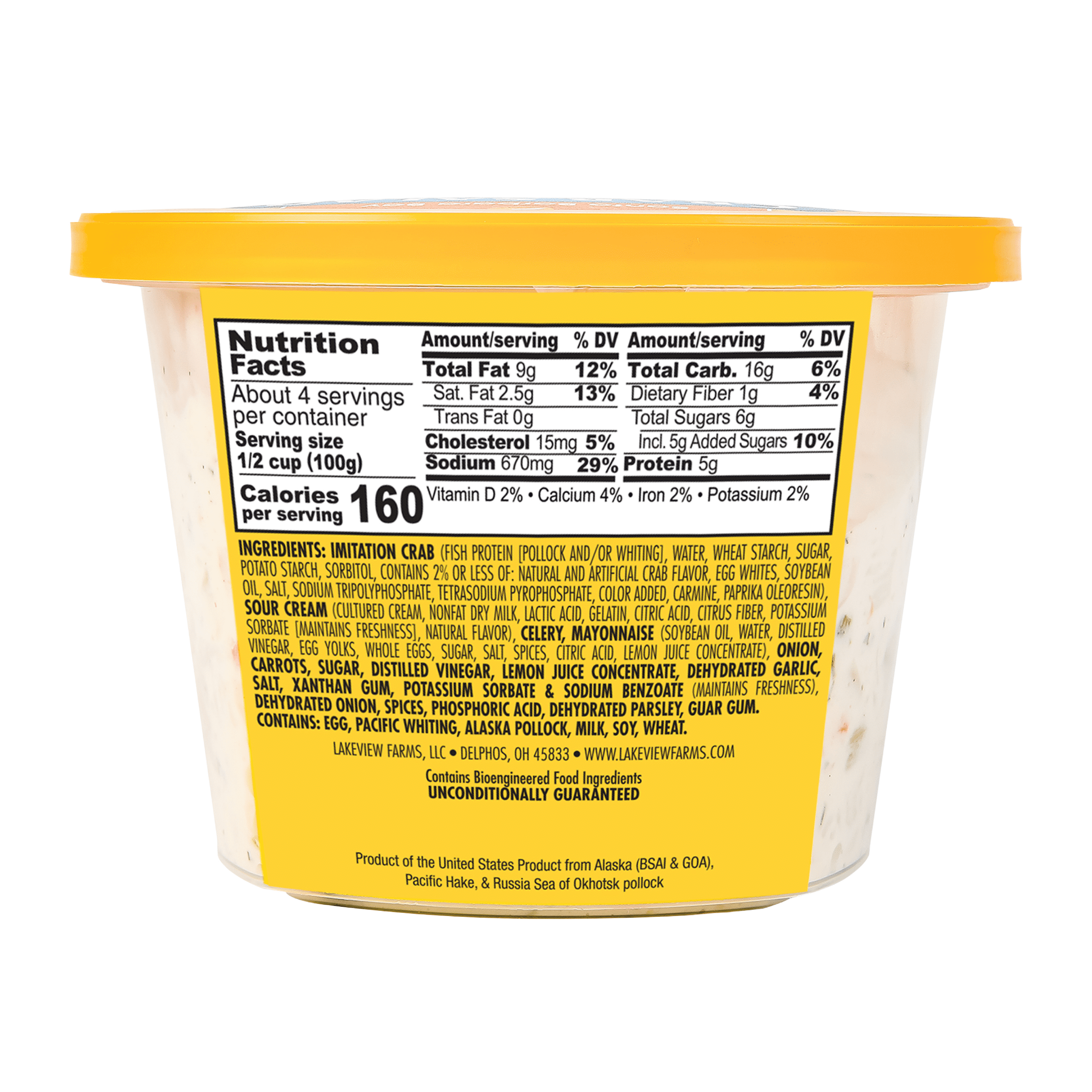 Salads of the Sea Crab Salad, Regular 14 oz Plastic Tub, Refrigerated, Tree Nut-Free