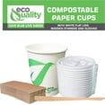 thumbnail image 4 of 12 oz Compostable Paper Cups with White Flat Lids, Sleeves and Wooden Stirrers - Biodegradable Disposable White Paper Coffee Cups PLA Lined - Eco-friendly Hot and Cold Drinking Cups (250), 4 of 4