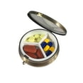 thumbnail image 3 of acdanc Classic Brass Daily Pocket Travel Sized Pill Box Case with Divider (Round 3-Section), 3 of 3