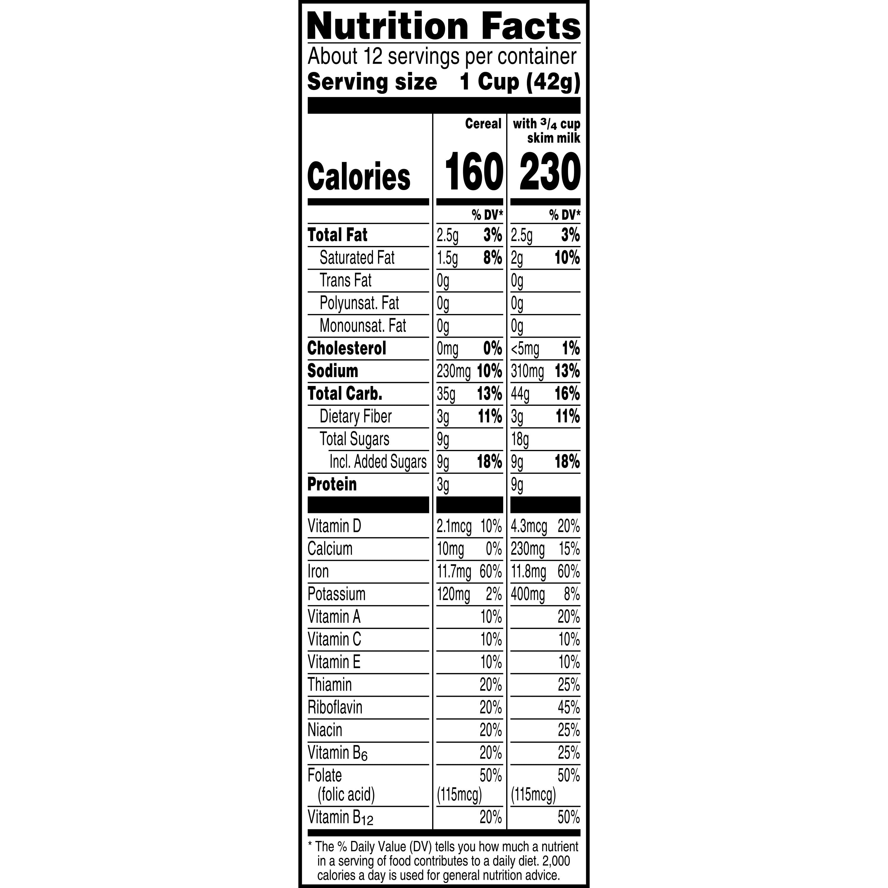 Special k nutritional label