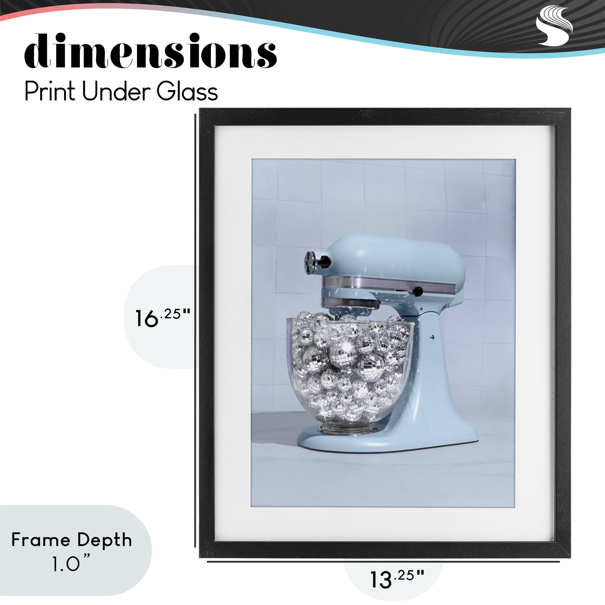 Stupell Industries Disco Kitchen Mixer over Blue Black Framed Print Under Glass, design by LISH Creative