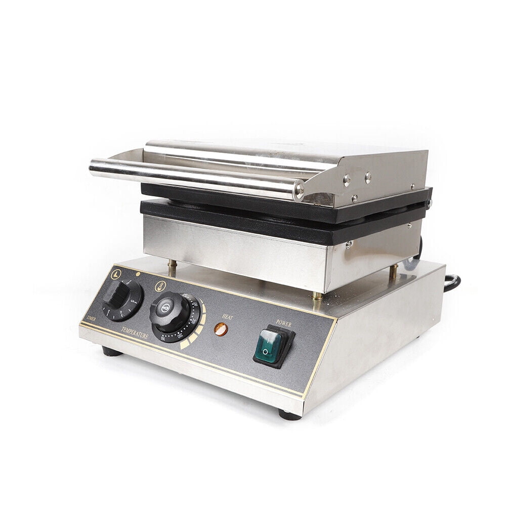 Commercial 1750W Electric Nonstick 4pcs Round Waffle Baker Maker Machine+ Timer