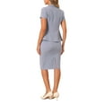 thumbnail image 3 of Conjunto de traje de negocios de 2 piezas para mujer INSPIRE CHIC, chaqueta de blazer de manga corta y falda lápiz L color púrpura claro, 3 of 6