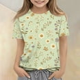 thumbnail image 5 of Abcomgle Girls Tshirts 8-10 Years Old Summer Short Sleeve Tshirt Daisy & Wildflower Print Toddler Girls T-Shirts Gradient Crewneck Cotton Tops, 5 of 5