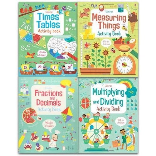Usborne Maths Activity Collection 4 Books Set (Fractions and Decimals