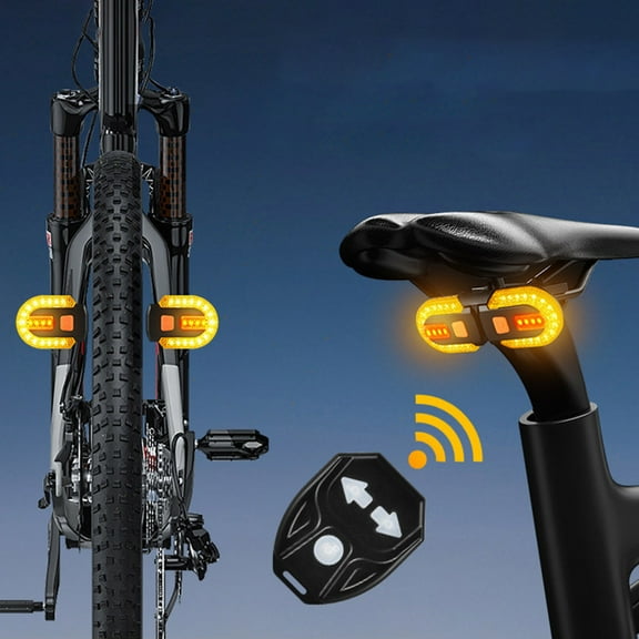 Bike Turn Signals Remote Control Mode Bike Tail Light with Right & Left Light 500mAh USB Rechargeable Yellow & Red LED Rear Bike Light for Night Riding Bike Brake Ligh