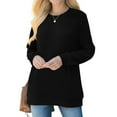 thumbnail image 4 of AOOCHASLIY Women's Blouse Womens Fashion Solid Round Neck Pleated Long Sleeve Loose T-shirt Tops, 4 of 5