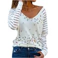 thumbnail image 2 of Pntutb Blusa suelta con cuello en V y manga larga con estampado de patchwork para mujer Pntutb Pntutb-2154, 2 of 7