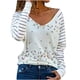 thumbnail image 2 of Puntoco Blusa suelta con cuello en V y manga larga con estampado de patchwork para mujer Puntoco Puntoco-2153, 2 of 7