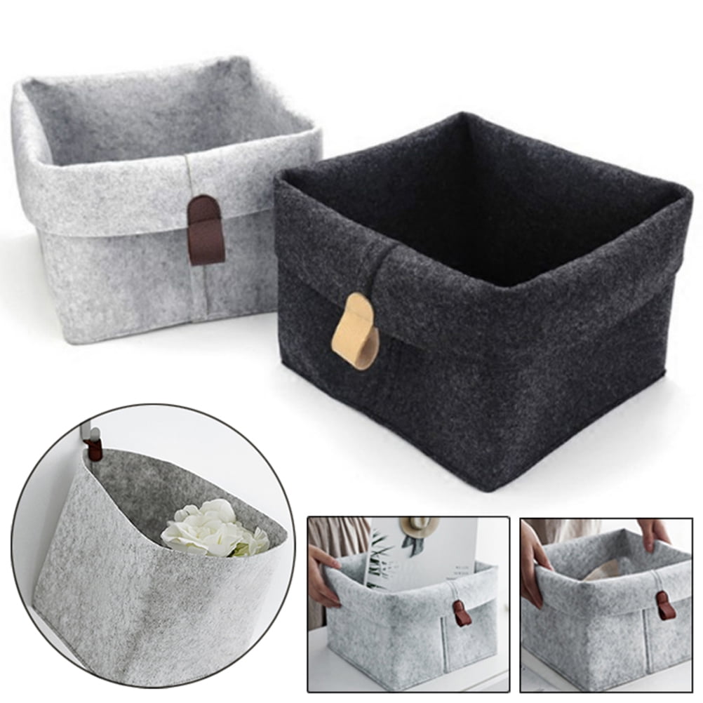 LIFKOME Black Felt Desktop Storage Basket Organizer for Magazines Books Phones and Household Items