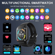 AUOSHI Smart Watch Fits for Android & Iphone (Bluetooth Answer/Make Calls), 2.01 inch IP68 Waterproof Tracking Fitness, Sleep Monitor/Pedometer/Calories,Multiple Sports Modes,Black