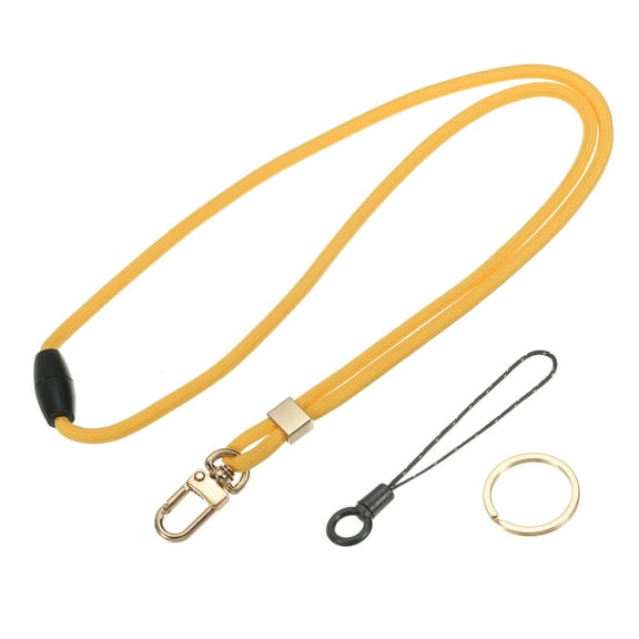 Uxcell Neck Lanyard Strap for Keys, Adjustable ID Badges Holder Long Keychain Lanyard with Metal Buckle, Yellow