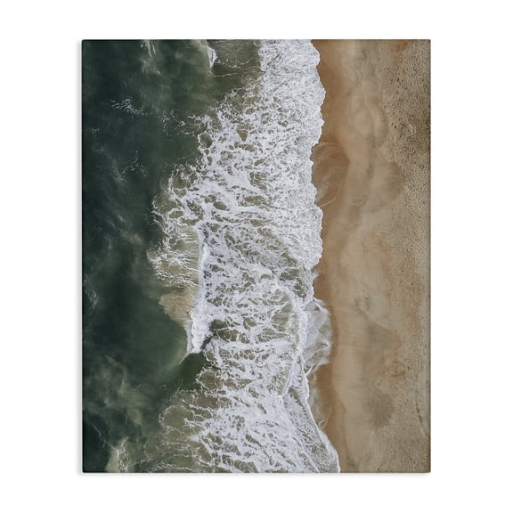 Stupell Industries Coastal Warm Tropical Beach Tide Summer Shore Aerial Photography Canvas Art, 24 x 30, by Birch&Ink