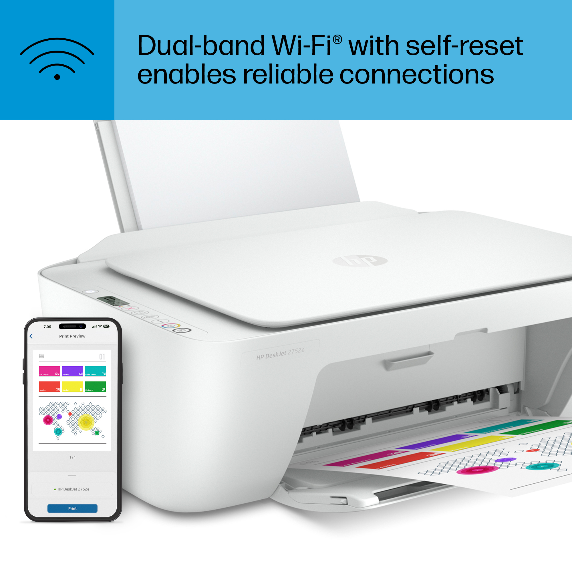 HP DeskJet 2752e All-in-One Wireless Color Inkjet Printer with Months  FREE Ink Included with HP+