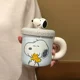 thumbnail image 1 of Taza de café de cerámica de aspecto elegante con dibujos animados de Snoopy, regalo con tapa para el hogar y la oficina, para parejas, 1 of 3