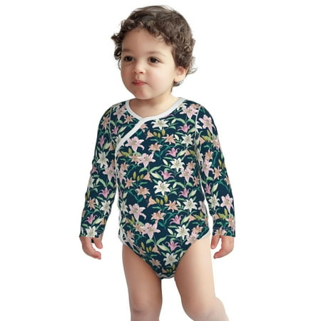 

Haiem Lilies Flowers Printed Unisex-Baby Long Sleeve Onesies Bodysuits Unisex Babies Snap-Up Rompers-6 Months