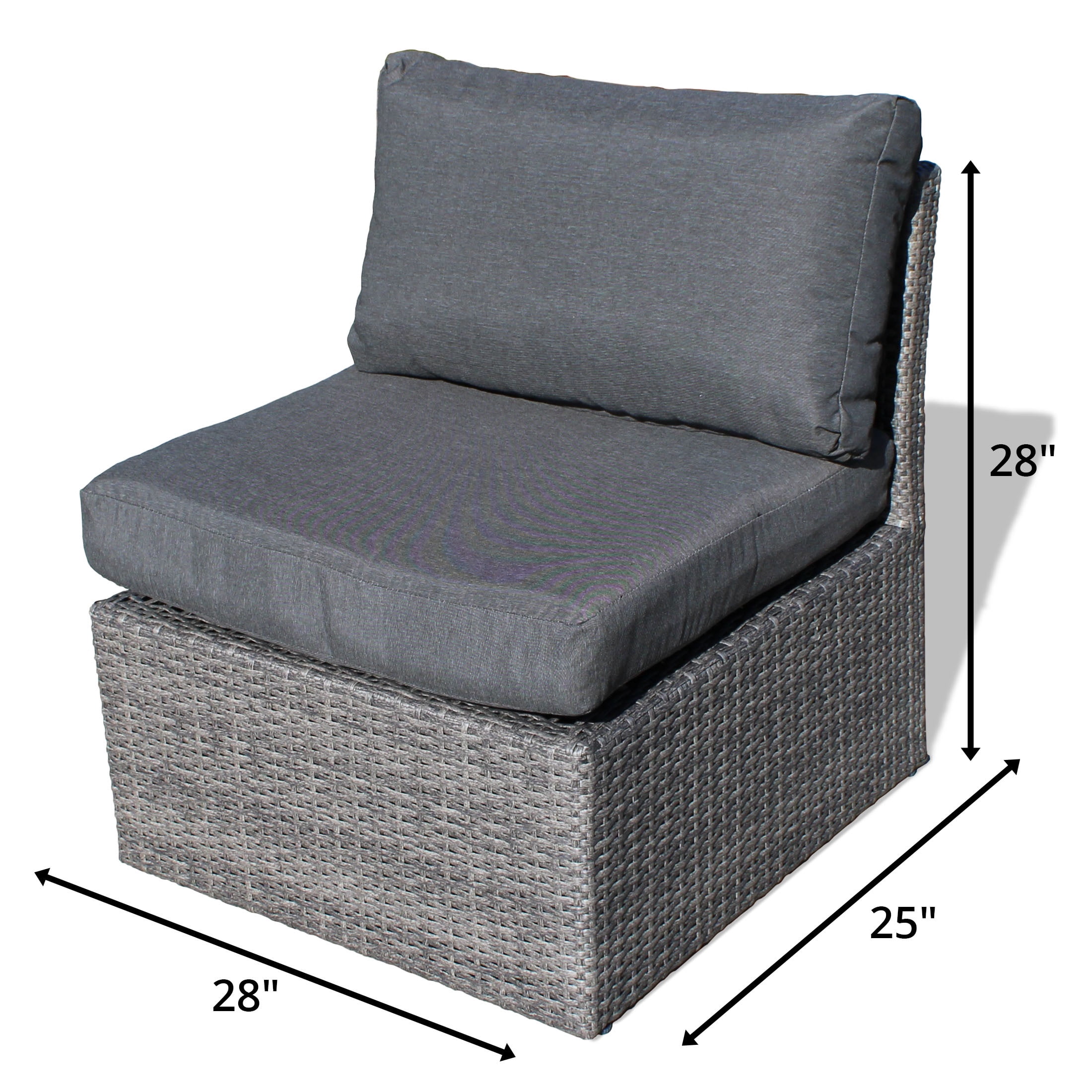 Belle Patio Sunset 6-Piece Wicker Outdoor Patio Furniture Conversation Set with 6 Seats, Tempered Glass Coffee Table & Gray Cushions