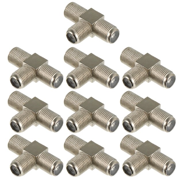 SHINYPASING 10Pcs F Type Coaxial Cable Splitter 3 Way Zinc Alloy Connector for TV Signal
