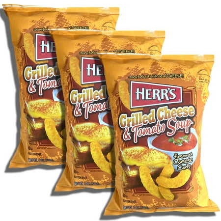 Herr's Grilled Cheese & Tomato Soup Cheese Curls | 3 Bag Value Pack