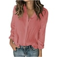 thumbnail image 1 of Admvng Chemises en Lin pour Femmes Col en V Froncé Été Décontracté Manches 3/4 P-2TG, 1 of 6
