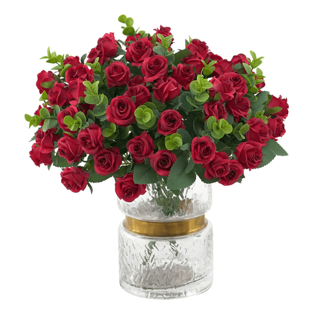 5 Ramos Flores Rose Artificiales Rama Decorativa 50 Flores Xtellar Color Rojo