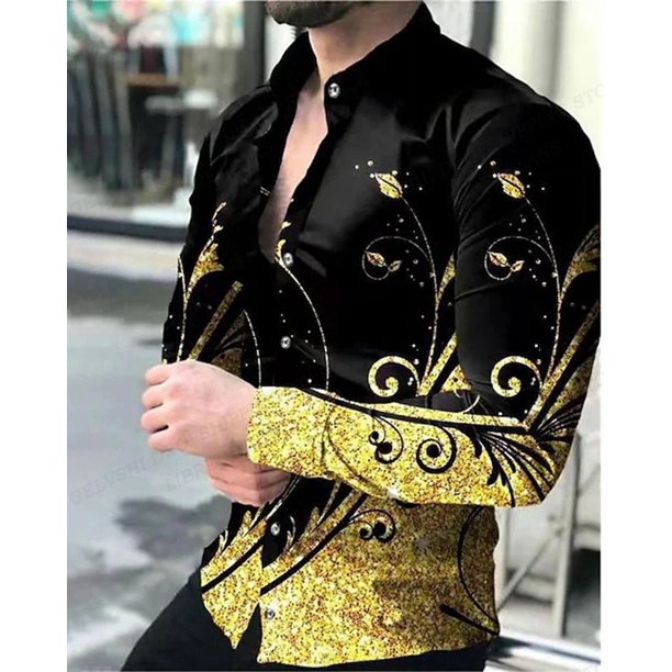 Camisas hawaianas con estampado floral en 3D camisas de moda para hombre blusas casuales de manga larga para playa blusas con solapa ropa para hombre