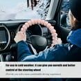 thumbnail image 4 of Fluffy Car Steering Wheel Cover, 14.5-15 Inches Anti-Slip Plush Fuzzy Steering Wheel Protector, Soft Warm Steering Wheel Cover Interior Decor for Women Girl, Car Accessories (Pink), 4 of 10