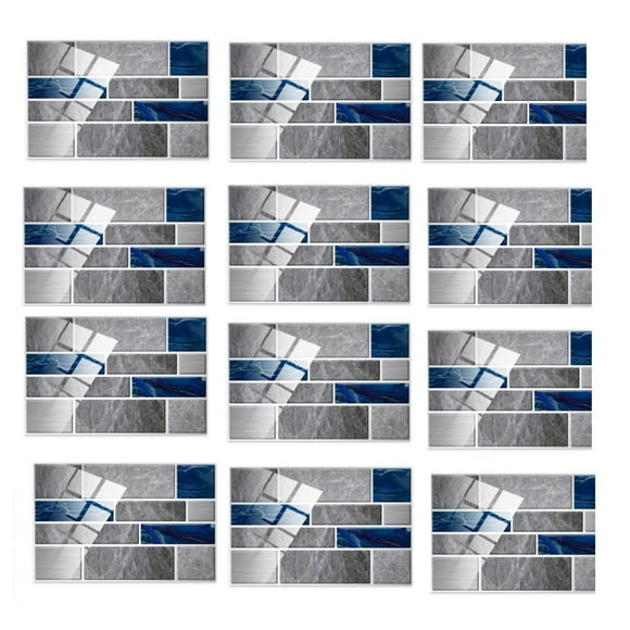 Peel and Stick Backsplash Tiles, Self Adhesive Tile Stickers for Kitchen and Bathroom, Wear Resistant Crystal Wall Stickers for Backsplash, Bathroom Walls, Laundry Room, 12 PC Set