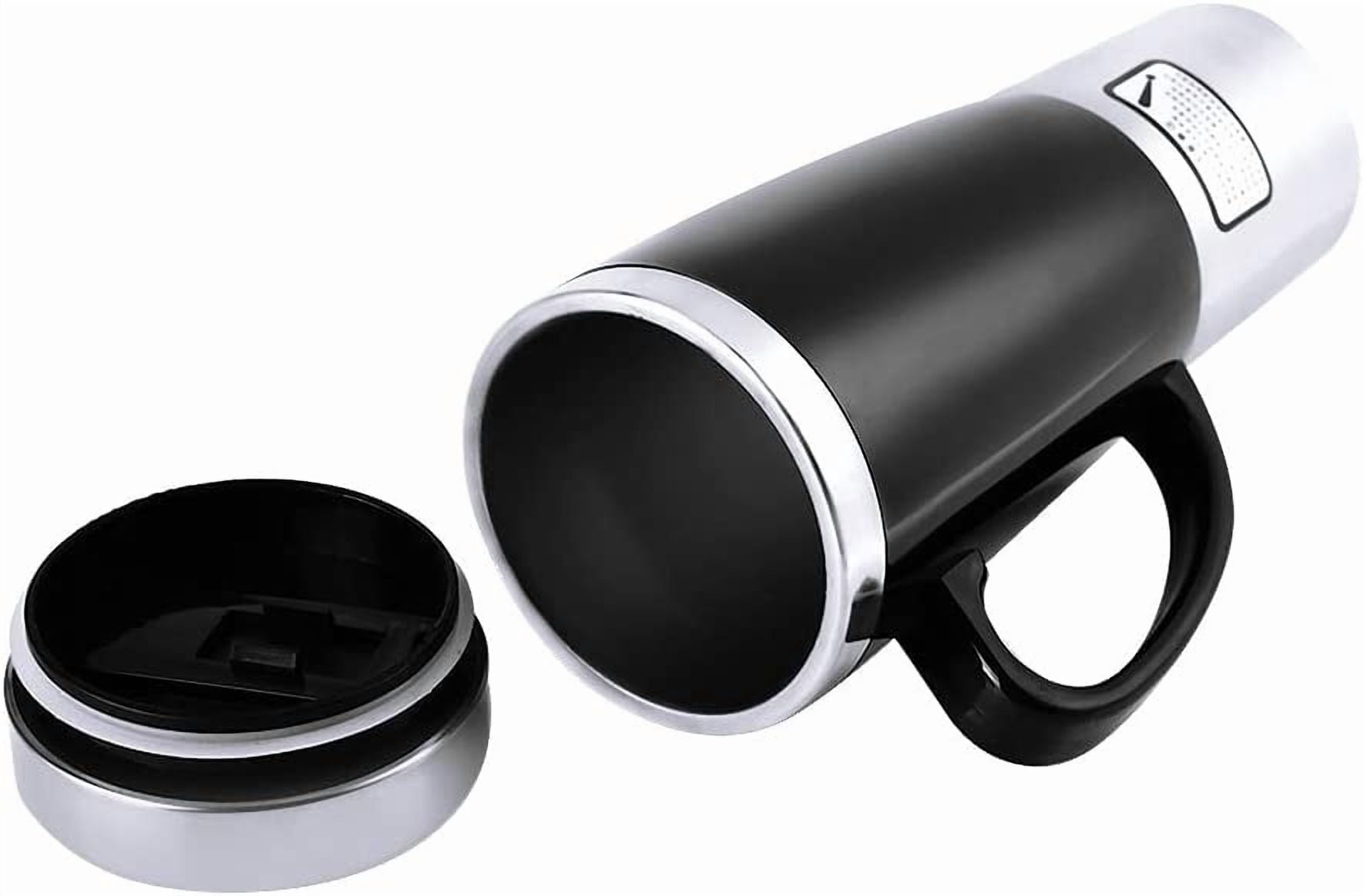 ABCISI 12V Car Kettle Boiler - 450ml Electric Water Insulated Car Mug - Travel Heating Cup Kettle - Car Heating Travel Cup for Hot Coffee/Milk/Tea(Black)