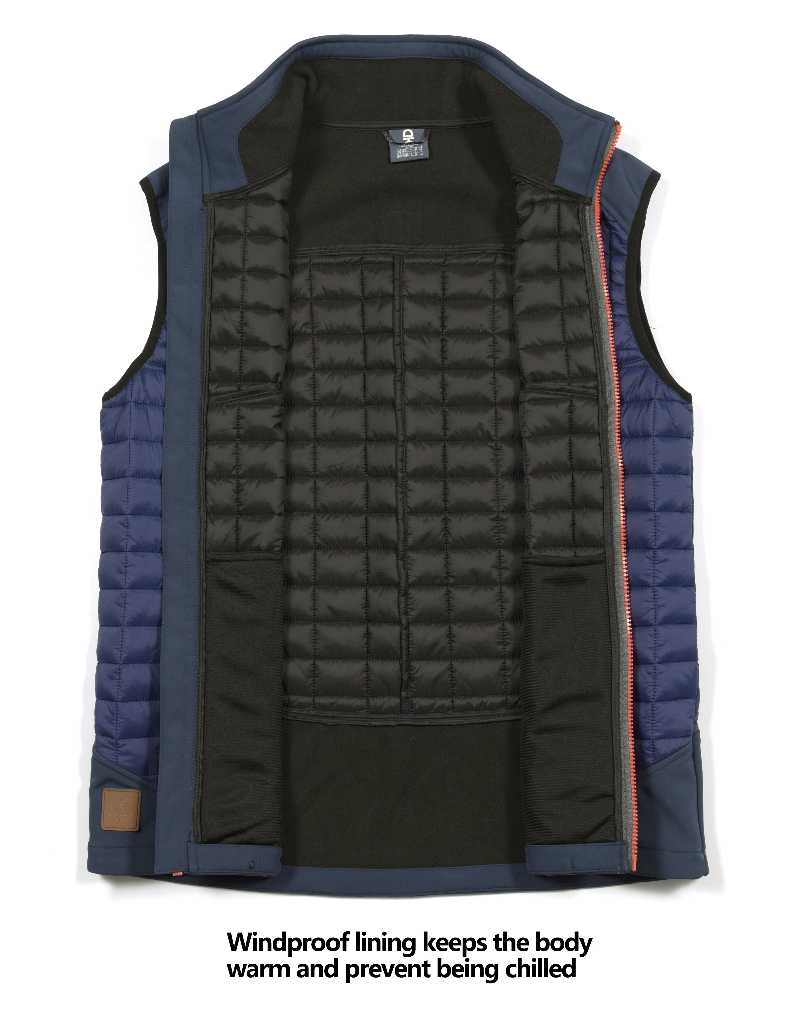 Little Donkey Andy Men’s Lightweight Puffer Vest, Warm Outdoor Sleeveless Jacket for Hiking Travel Running Blue XL