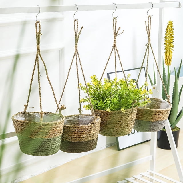 Maceta para flores, maceta para el hogar, cesta de flores tejida para balcón, decoración creativa, plantación de rábano verde, maceta colgante, maceta colgante