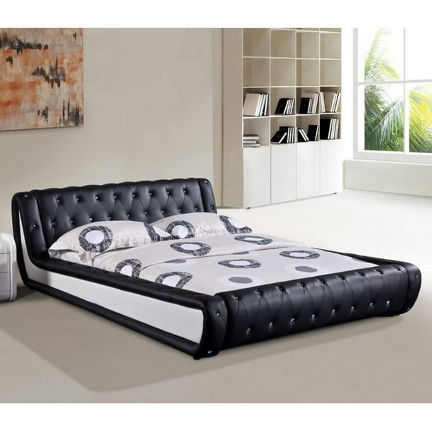 Multiple Sizes B8045, Dorian Black Faux Leather Upholstered Queen Bed