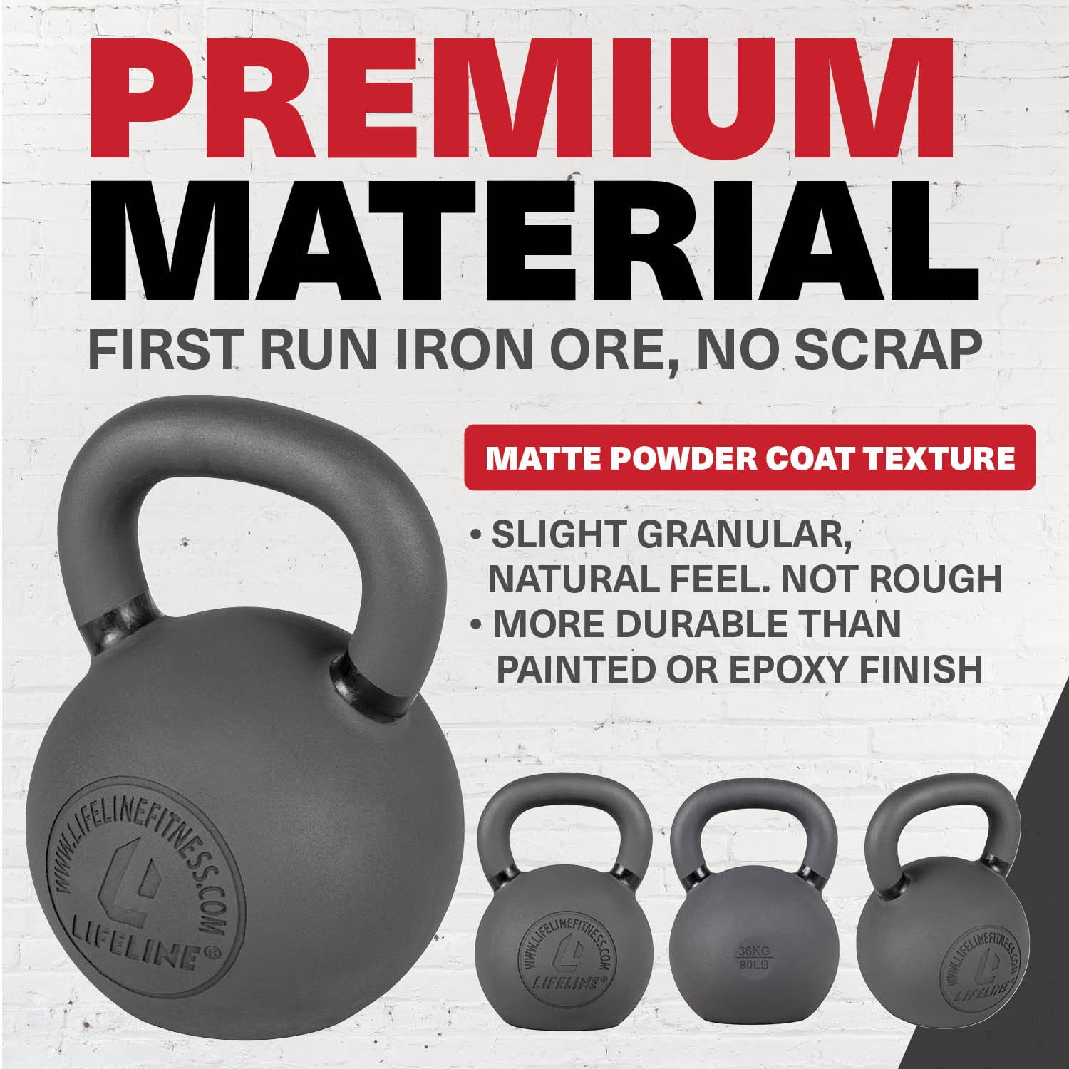 Lifeline Fitness 35 lb Cast Iron Single Kettlebell