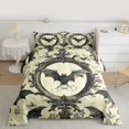 thumbnail image 3 of Manfei Gothic Black Bat Queen Comforter Set for Kids, Western Hippie Damask Bedding Sets, Leaf Plant Botanical Reversible Bedding Comforter Set, Breathable Home Decor, 3pcs, 3 of 9