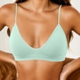 thumbnail image 2 of lcziwo Everyday Bras for Women No Underwire Ribbed Knit V Neck Casual Bra Solid Color Seamless Thin Strap Bralette Green S, 2 of 6