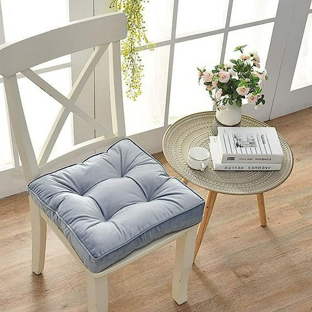 Xiao Hua Cojines para silla de comedor, cocina y oficina, suaves, cómodos y antideslizantes, con lazos (43 x 43 x 7,6 cm, gris claro)