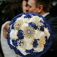 thumbnail image 5 of Bridal Wedding Bouquet Gold Rhinestone Brooch Bouquet for Bride Bridesmaid Quinceanera Satin Rose Artificial Flower Bouquet Wedding Ceremony Bridal Party Bouquet, 5 of 6