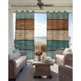 thumbnail image 6 of Farmhouse Teal Brown Kitchen Curtains Vintage Retro Wooden Cafe Short Curtains for Bathroom Blackout Window Curtain Grommet Small Window Treatment Tier Drapes for Bedroom Living Room 52"x45"x2, 6 of 9