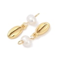 thumbnail image 2 of 10pcs Natural Cultured Freshwater Pearl & Brass Pendants Long-Lasting Plated Real 18K Gold Plated 23.5x6.5x5.5mm Hole: 2mm, 2 of 3
